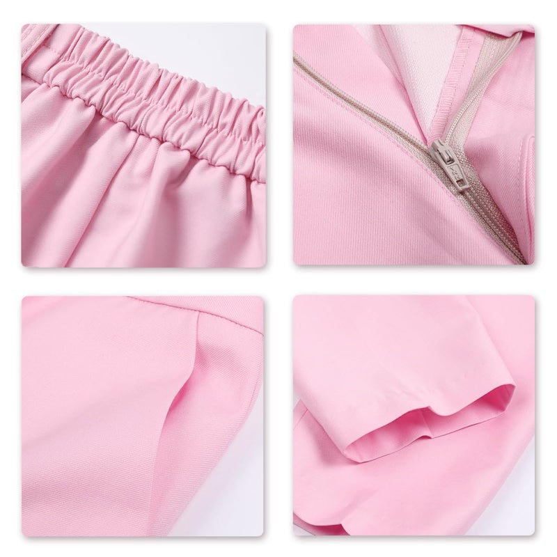 YUNCLOS Women's 2 Piece Office Work Suit Set Two Button Blazer and Pants Baby Pink - Image 5
